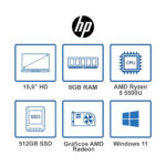 Computador Portátil HP 15,6" Pulgadas Ef2524la AMD R5- RAM 8GB - Disco SSD 512 GB - Plateado Natural - Imagen 4