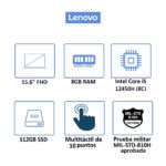 Computador Portátil LENOVO 15,6" Pulgadas IdeaPad Slim 3 Táctil - Intel Core i5 - RAM 8GB - Disco SSD 512GB - Gris - Imagen 7
