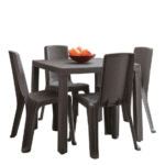 Combo Eterna: Mesa + 4 Sillas Eternas sin Brazos Wengue / Rimax